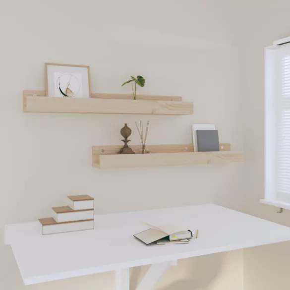 2 db tömör fenyőfa fali polc 80 x 12 x 9 cm