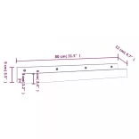 2 db fekete tömör fenyőfa fali polc 80 x 12 x 9 cm