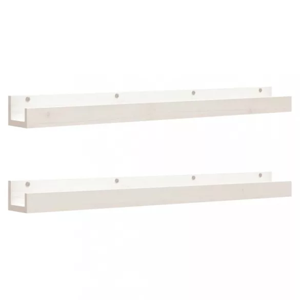 2 db fehér tömör fenyőfa fali polc 110 x 12 x 9 cm