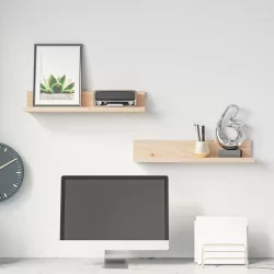 2 db tömör fenyőfa falipolc 50 x 11 x 9 cm