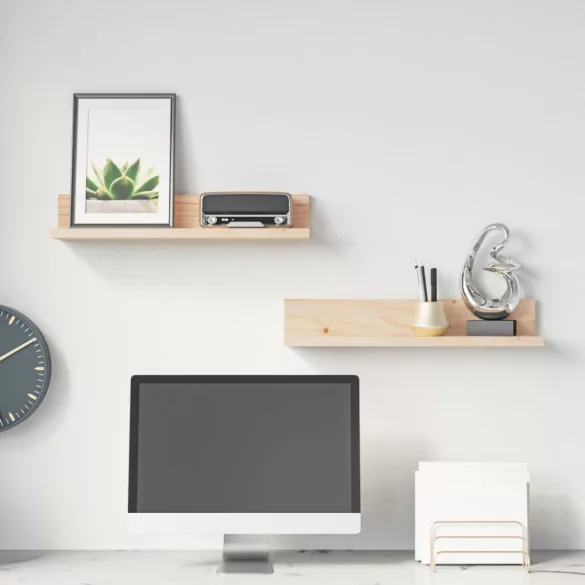 2 db tömör fenyőfa falipolc 50 x 11 x 9 cm