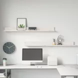 2 db fehér tömör fenyőfa falipolc 110 x 11 x 9 cm