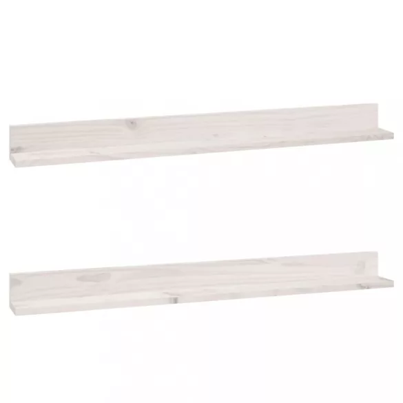 2 db fehér tömör fenyőfa falipolc 110 x 11 x 9 cm