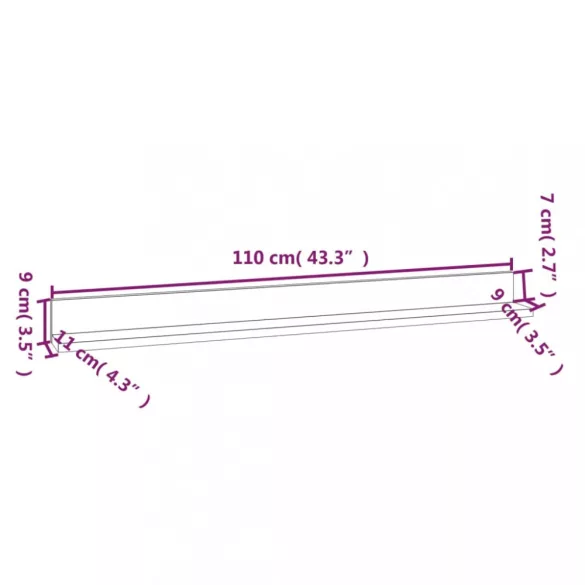 2 db fehér tömör fenyőfa falipolc 110 x 11 x 9 cm