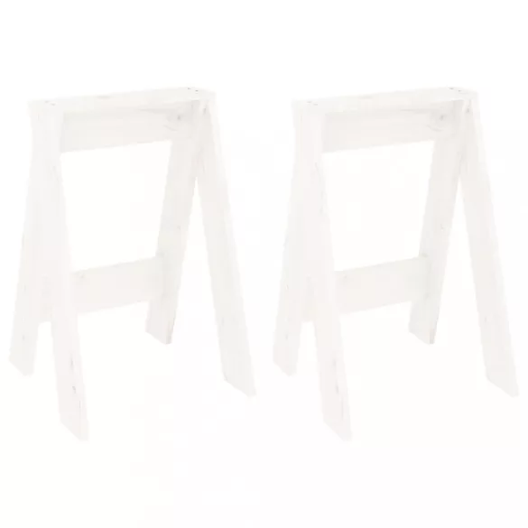 2 db fehér tömör fenyőfa ülőke 40x40x60 cm