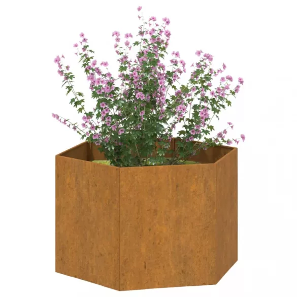 rozsda színű corten acél növénytartó 60 x 60 x 45 cm