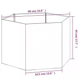 rozsda színű corten acél növénytartó 60 x 60 x 45 cm