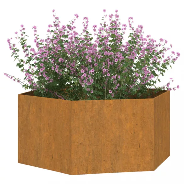 rozsda színű corten acél növénytartó 90 x 90 x 45 cm