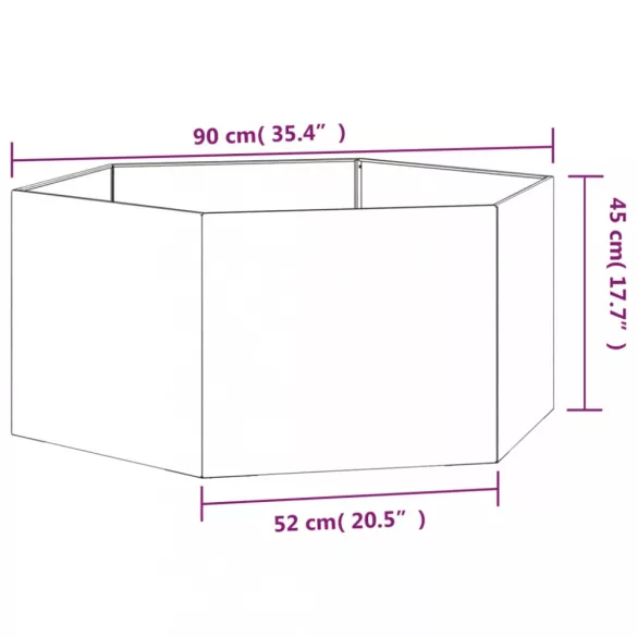 rozsda színű corten acél növénytartó 90 x 90 x 45 cm