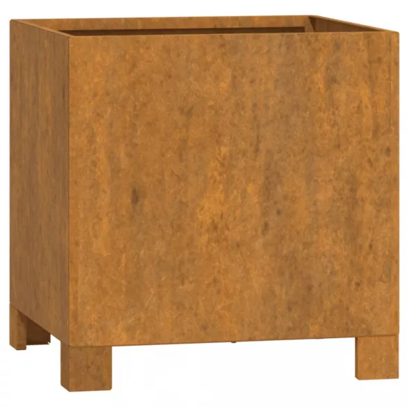 rozsda színű corten acél növénytartó lábbal 30 x 30 x 30 cm