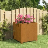 rozsda színű corten acél növénytartó lábbal 40 x 40 x 40 cm