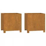 2 db rozsda színű corten acél növénytartó lábbal 40x40x40 cm