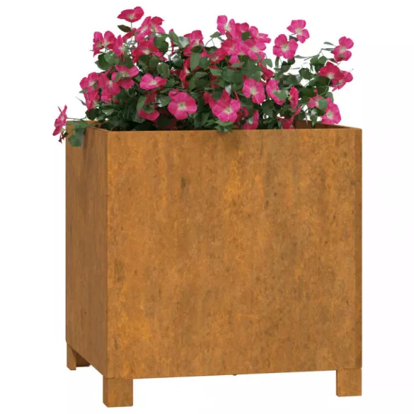 2 db rozsda színű corten acél növénytartó lábbal 40x40x40 cm