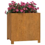 rozsda színű corten acél növénytartó lábbal 50 x 50 x 50 cm