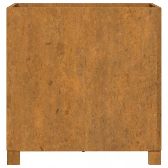 rozsda színű corten acél növénytartó lábbal 50 x 50 x 50 cm