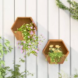   2 db rozsda színű corten acél fali növénytartó 30 x 10 x 25 cm