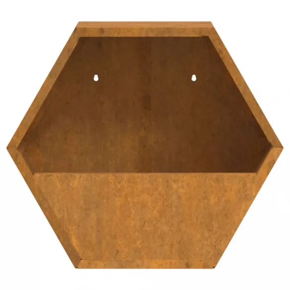 2 db rozsda színű corten acél fali növénytartó 30 x 10 x 25 cm