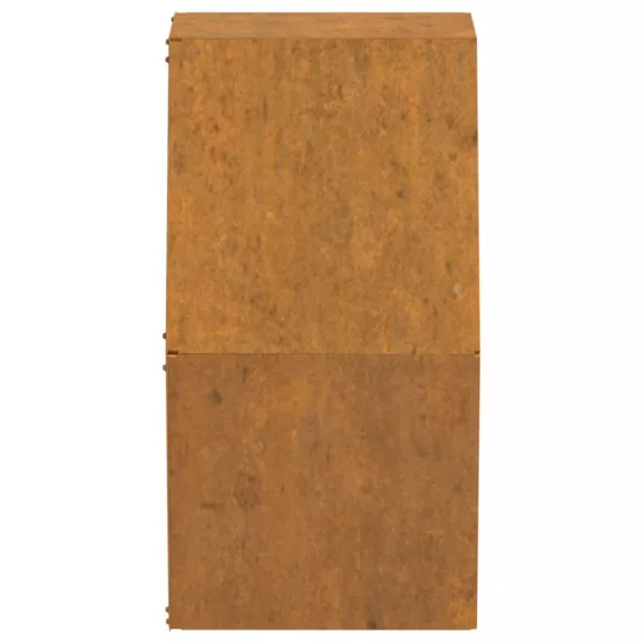 2 db rozsda színű corten acél fali növénytartó 30 x 10 x 25 cm