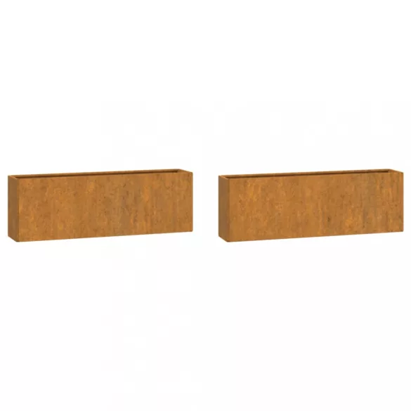 2 db rozsda színű corten acél fali növénytartó 53 x 10 x 17 cm