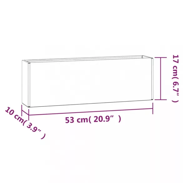2 db rozsda színű corten acél fali növénytartó 53 x 10 x 17 cm