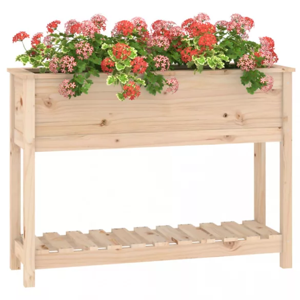 tömör fenyőfa növénytartó polccal 111,5x34,5x81 cm