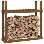 mézbarna tömör fenyőfa tűzifatartó állvány 110 x 35 x 108,5 cm