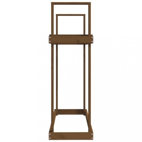 mézbarna tömör fenyőfa tűzifatartó állvány 110 x 35 x 108,5 cm