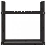 fekete tömör fenyőfa tűzifatartó állvány 110x35x108,5 cm