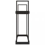 fekete tömör fenyőfa tűzifatartó állvány 110x35x108,5 cm