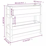 fehér tömör fenyőfa növénytartó 77x25x66 cm