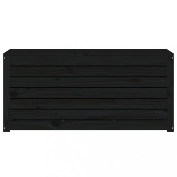 fekete tömör fenyőfa kerti láda 101 x 50,5 x 46,5 cm