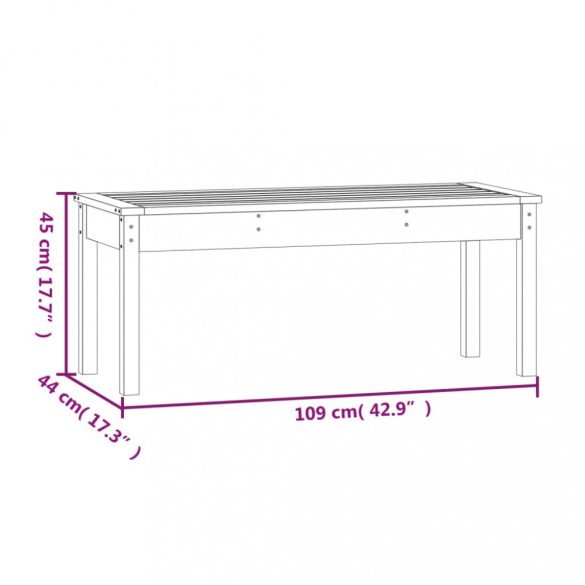 fekete tömör fenyőfa kerti pad 109x44x45 cm