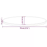 tömör fenyőfa asztallap 70 x 35 x 2,5 cm ovális