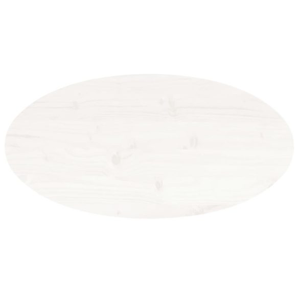 fehér tömör fenyőfa ovális asztallap 80x40x2,5 cm