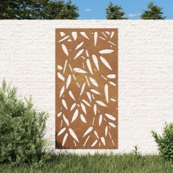   bambuszlevél-mintás corten acél kerti faldísz 105 x 55 cm