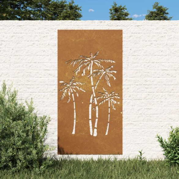 pálmafa mintás corten acél kerti faldísz 105 x 55 cm