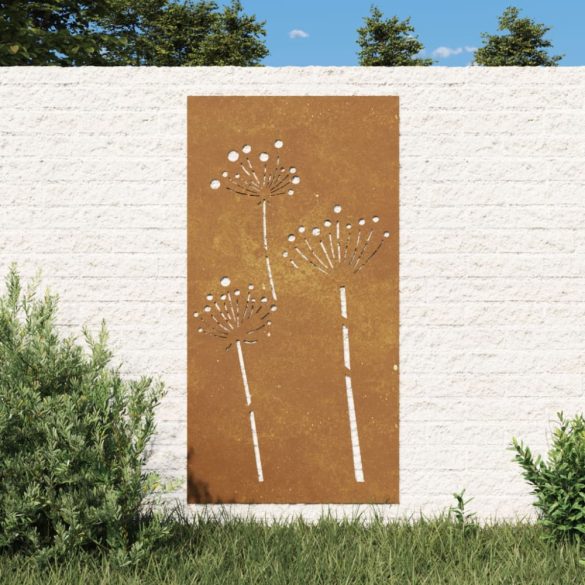 virágmintás corten acél kerti faldísz 105 x 55 cm