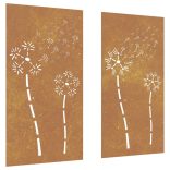 2 db virágmintás corten acél kerti faldísz 105 x 55 cm