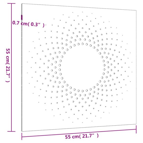 napmintás corten acél kerti faldísz 55 x 55 cm