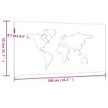világtérkép mintás corten acél kerti faldísz 105 x 55 cm