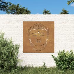 Buddha fej mintás corten acél kerti faldísz 55 x 55 cm