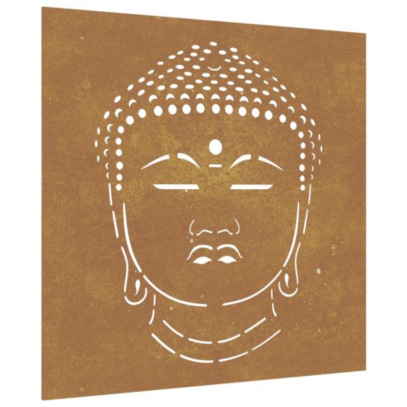 Buddha fej mintás corten acél kerti faldísz 55 x 55 cm