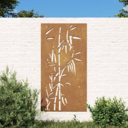 bambuszmintás corten acél kerti faldísz 105 x 55 cm