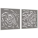 2 db rózsamintás corten acél kerti faldísz 55 x 55 cm