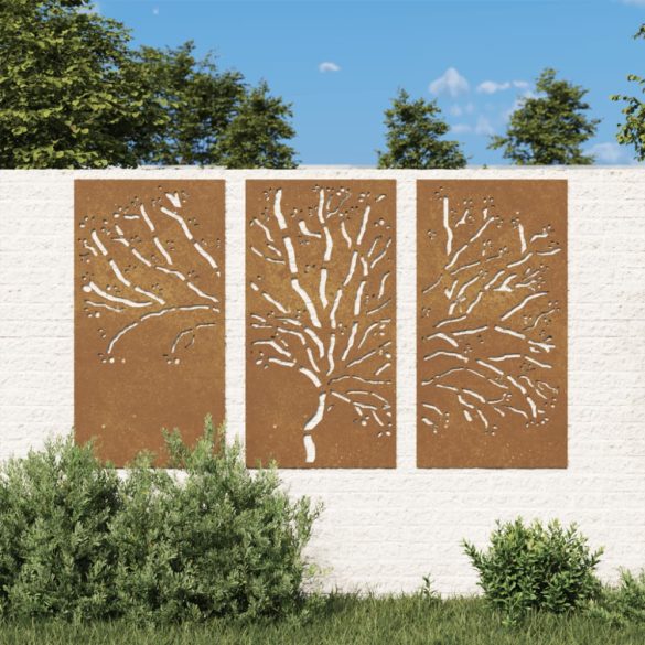 3 db famintás corten acél kerti faldísz 105 x 55 cm