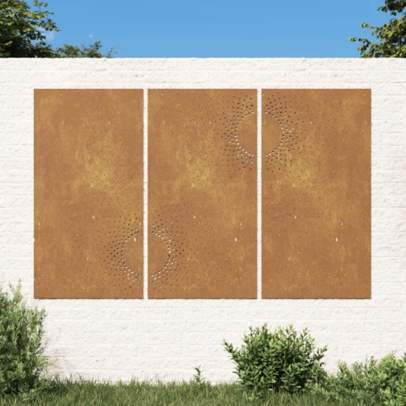 3 db napmintás corten acél kerti faldísz 105 x 55 cm