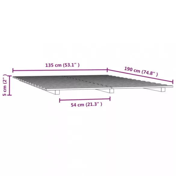 fehér tömör fenyőfa ágykeret 135 x 190 cm