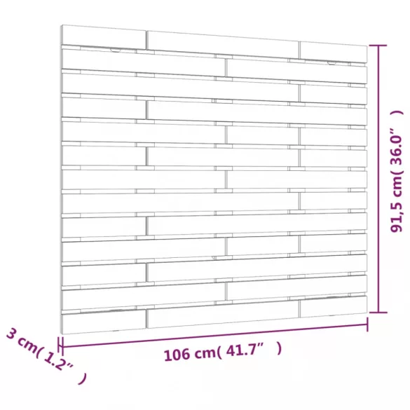 mézbarna tömör fenyőfa fali fejtámla 106 x 3 x 91,5 cm