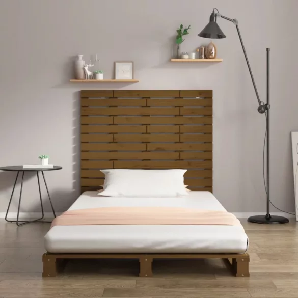 mézbarna tömör fenyőfa fali fejtámla 126 x 3 x 91,5 cm
