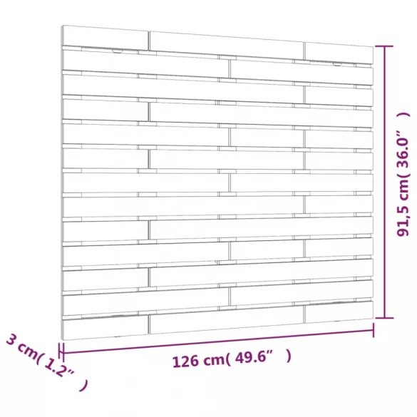 mézbarna tömör fenyőfa fali fejtámla 126 x 3 x 91,5 cm